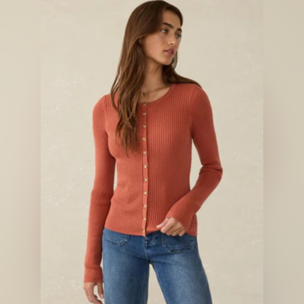 Faherty Terracotta Ribbed Sweater